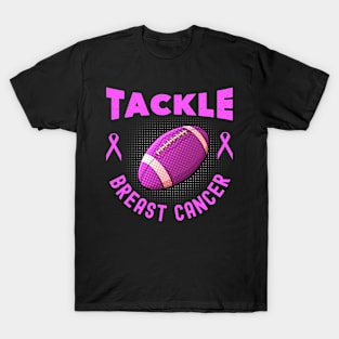 Tackle Breast Cancer Football Awareness Fighting T-Shirt